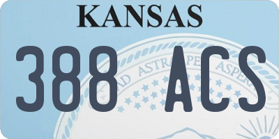 KS license plate 388ACS