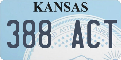 KS license plate 388ACT