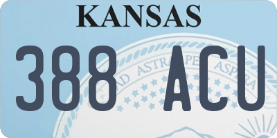 KS license plate 388ACU