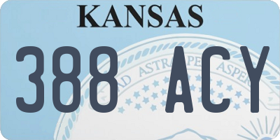 KS license plate 388ACY