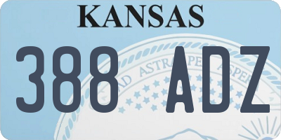 KS license plate 388ADZ