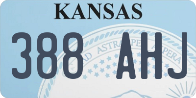 KS license plate 388AHJ