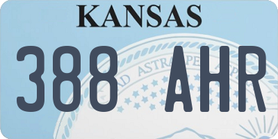 KS license plate 388AHR