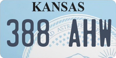 KS license plate 388AHW