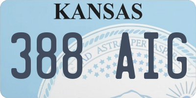 KS license plate 388AIG