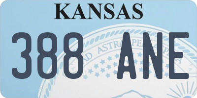 KS license plate 388ANE