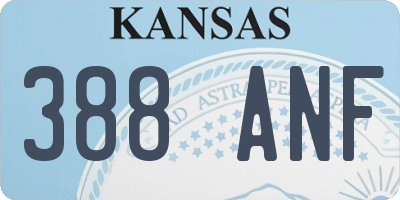 KS license plate 388ANF