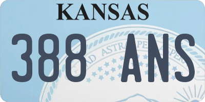 KS license plate 388ANS