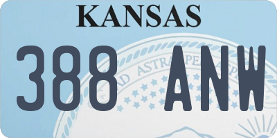 KS license plate 388ANW