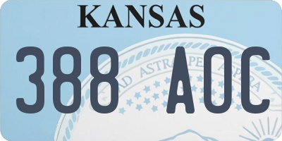 KS license plate 388AOC