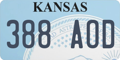 KS license plate 388AOD