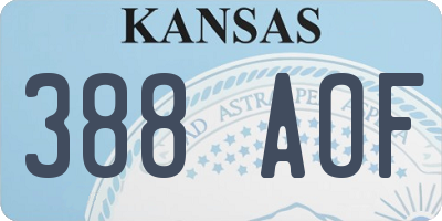 KS license plate 388AOF