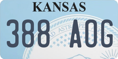 KS license plate 388AOG