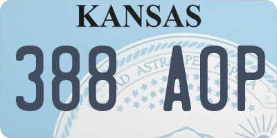 KS license plate 388AOP