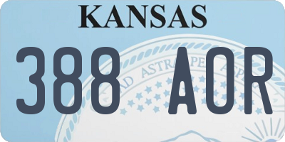 KS license plate 388AOR