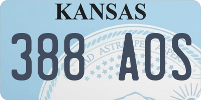 KS license plate 388AOS