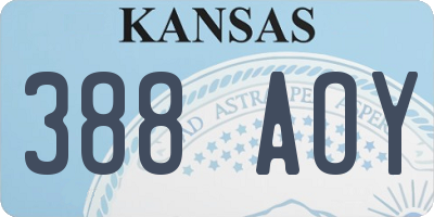 KS license plate 388AOY