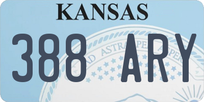 KS license plate 388ARY