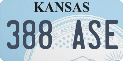 KS license plate 388ASE