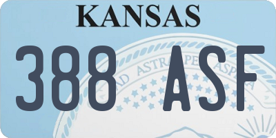 KS license plate 388ASF