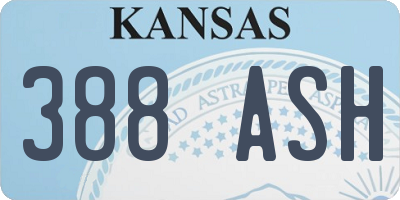 KS license plate 388ASH