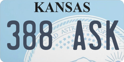 KS license plate 388ASK