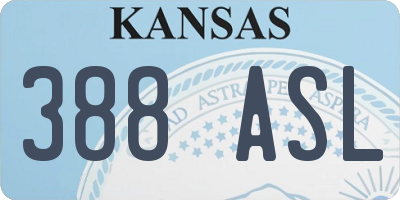 KS license plate 388ASL