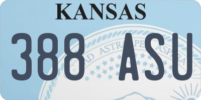 KS license plate 388ASU