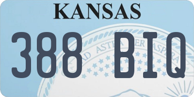 KS license plate 388BIQ