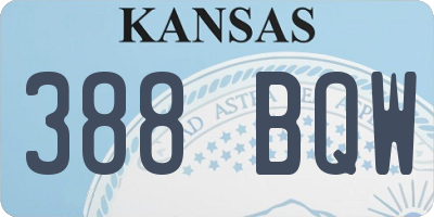 KS license plate 388BQW