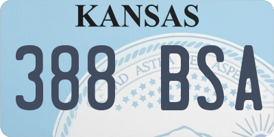 KS license plate 388BSA