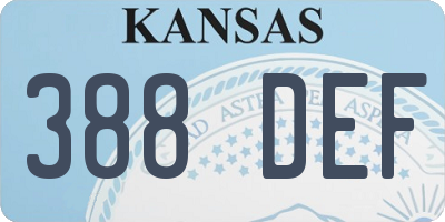 KS license plate 388DEF