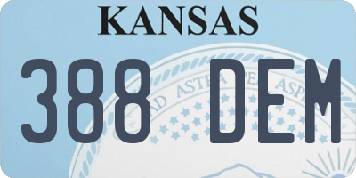 KS license plate 388DEM