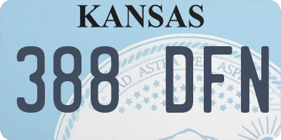 KS license plate 388DFN