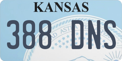 KS license plate 388DNS