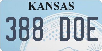 KS license plate 388DOE