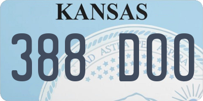 KS license plate 388DOO