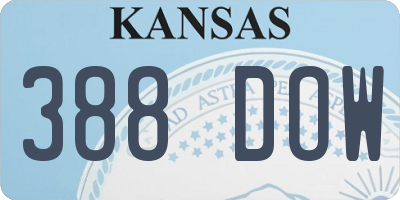 KS license plate 388DOW