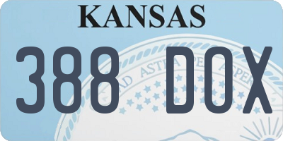 KS license plate 388DOX