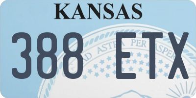 KS license plate 388ETX