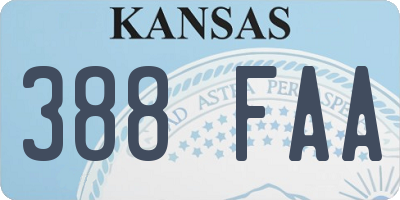 KS license plate 388FAA