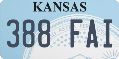 KS license plate 388FAI