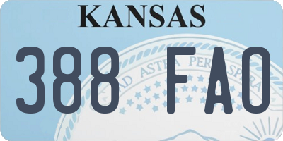 KS license plate 388FAO