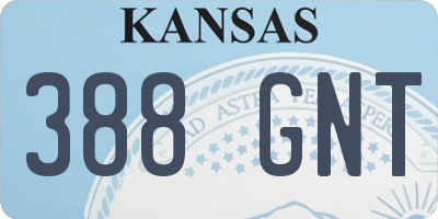 KS license plate 388GNT