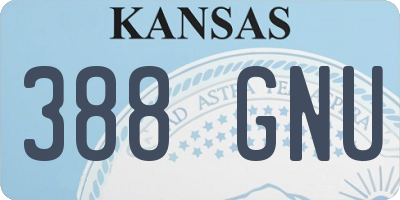 KS license plate 388GNU