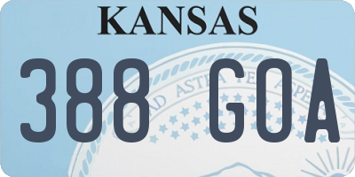 KS license plate 388GOA