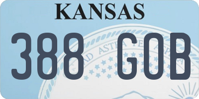 KS license plate 388GOB