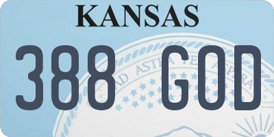 KS license plate 388GOD