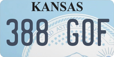 KS license plate 388GOF