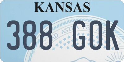 KS license plate 388GOK